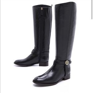Tory Burch Bristol Tall Riding Boots Black 5 M